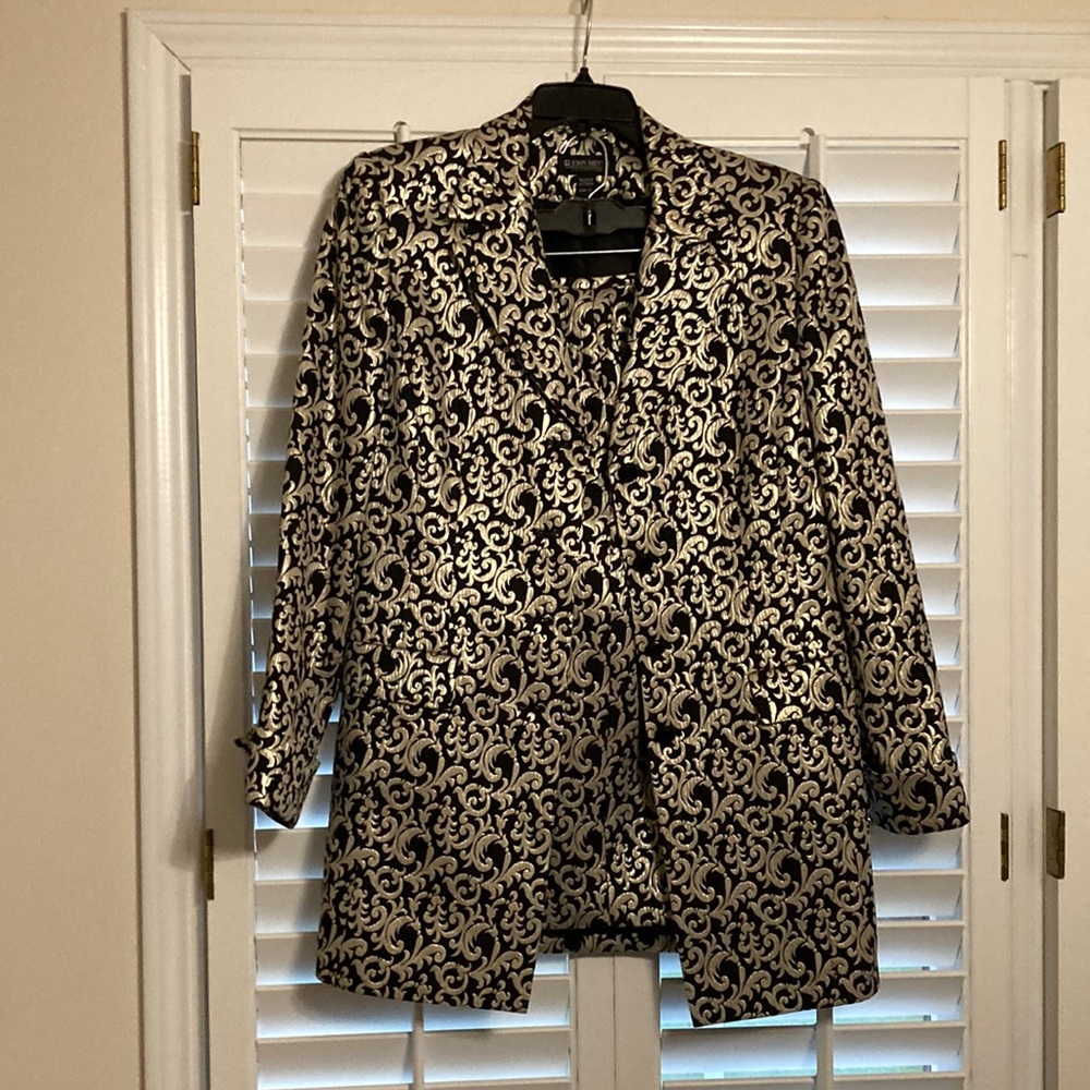 Vintage John Meyer Collection Metallic Silver & Black Women’s Suit Size 10